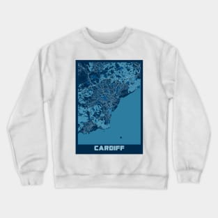 Cardiff - United Kingdom Peace City Map Crewneck Sweatshirt